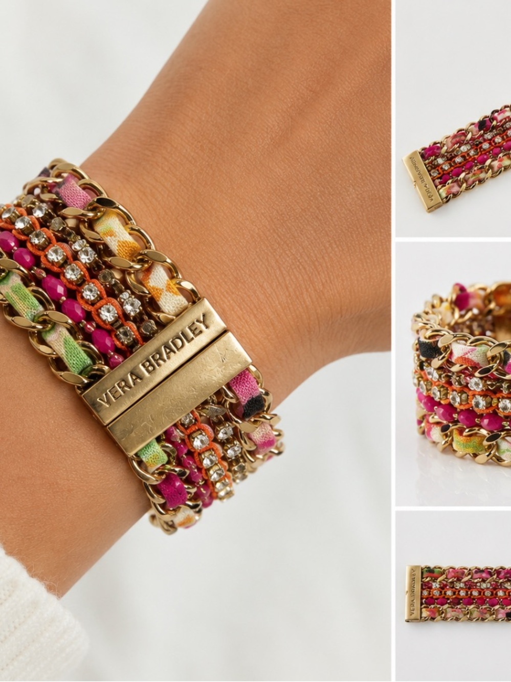 Vera Bradley Multicolor Magnetic Chain Statement Bracelet